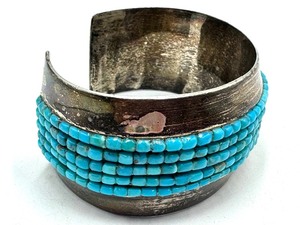 lot 190 image: Silver and Turquoise Bead Cuff Bracelet