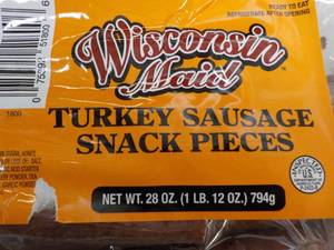 lot 394 image: Wisconsin Maid Turkey Sausage Snack Pieces - 28 oz bags