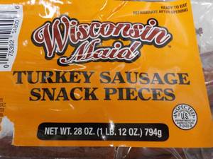 lot 395 image: Wisconsin Maid Turkey Sausage Snack Pieces - 28 oz bags