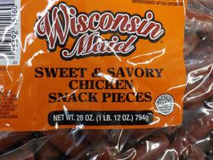lot 398 image: Wisconsin Maid Chicken Sausage Snack Pieces - 28 oz bags