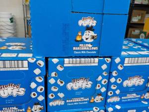 lot 408 image: 4 boxes Stuffed Puffs Chocolate Filled Marshmallows Best By 05212023