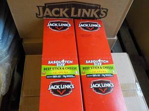lot 437 image: 2 x 12 per box Jack Links Sasquatch Beef Stick and Cheese Jalapeno
