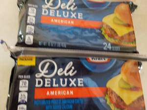 lot 448 image: 2 x 24 Slices Kraft Deli Delux Refrigerated American Cheese Slices