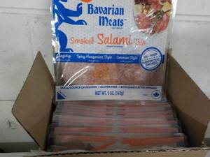 lot 484 image: C 12 x 5 oz Frozen Pkgs Bavarian Meats Smoked Salami Trio