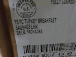 lot 492 image: H 10 lb. Frozen Turkey Breakfast Sausage Links