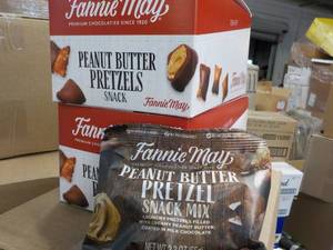 lot 501 image: 12 x 2.3 oz Bags Fannie May Peanut Butter Pretzels