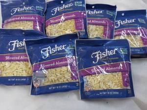 lot 528 image: 7 x 10 oz Bags Fisher Slivered Almonds- past best date