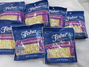 lot 529 image: 7 x 10 oz Bags Fisher Slivered Almonds- past best date