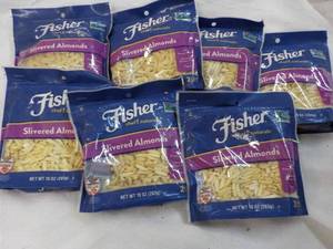 lot 530 image: 7 x 10 oz Bags Fisher Slivered Almonds- past best date