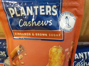 lot 544 image: 12 x 5 oz Bags Planters Cashews Cinnamon and Brown Sugar past best date