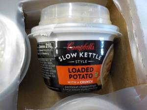 lot 114 image: 12 ct Campbells Slow Kettle Style Loaded Potato Soup with a Crunch best date 08152023