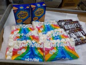 lot 200 image: Hersheys Full Size Candy Bars, Graham Crackers and Marshmallows