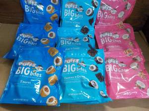 lot 241 image: 9 x 5.9 oz Bags Stuffed Puffs Big Bites - 3 flavors