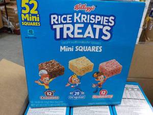 lot 282 image: 4 x 20 oz Boxes Kelloggs Rice Krispie Mini squares best date 111023