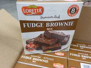 lot 290 image: 12 x 8 oz Boxes Loretta Fudgy Brownies Mix best date 12723