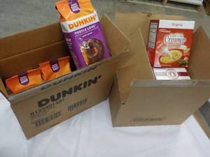 lot 297 image: 6 x 11 oz Dunkin Turtle Love Dark Roast Ground Coffee and 6 x 24 Single Serve Creamers