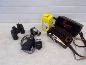 Bushnell Binoculars, Minolta Camera and 200mm zoom Lens