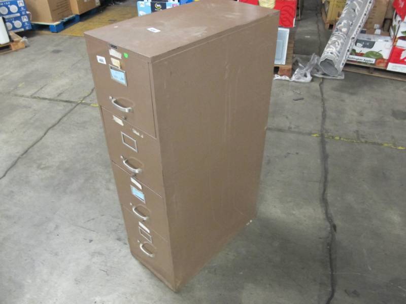 lot 266 image: 4 Drawer Storage Filing Cabinet - Brown USED