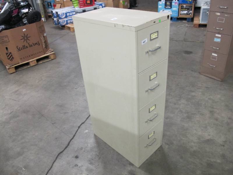 lot 267 image: 4 Drawer Storage Filing Cabinet - Light Beige USED