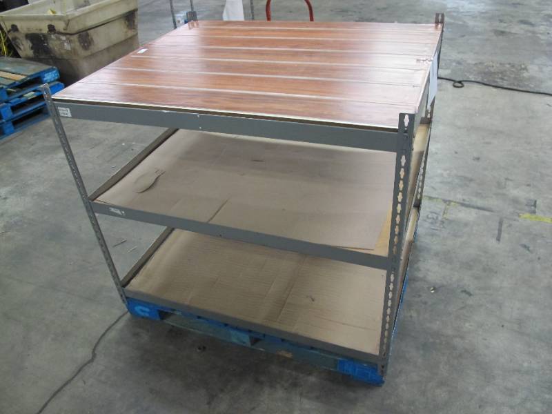 lot 114 image: Adjustable Metal Frame Shelving Built to Fit Onto Pallets - Perfect for Projects