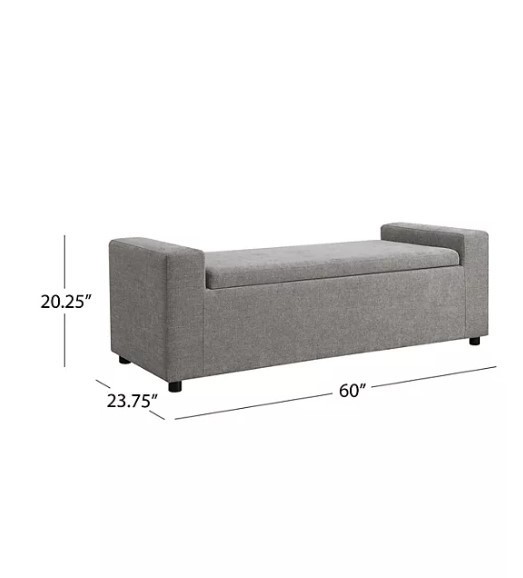 lot 123 image: NEW Members Mark Harlow Upholstered Bench Ottoman, Queen - Grey