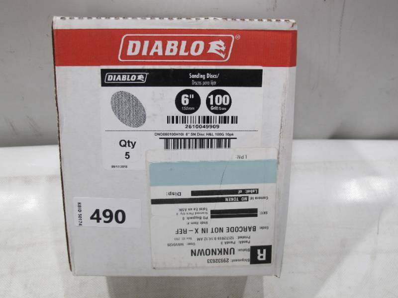lot 394 image: NEW DIABLO SandNet 6 in. Ceramic Blend Hook and Lock Sanding Disc 100 Grit Medium Case  5 x 10 Packs