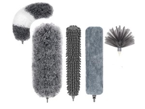 lot 283 image: NEW DELUX Microfiber Feather Duster,7 PCS Reusable Bendable Washable Cobweb Duster with 100 inches Extra Long Extension Pole for Cleaning Ceiling Fan, High Ceiling, Blinds, Furniture & Cars