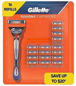 lot 284 image: NEW Gillette Fusion5 Mens Razor Blade Refills, 16 Cartridges