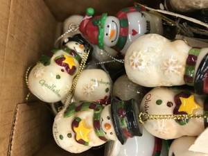 GLASS SNOWMAN ORNAMENTS