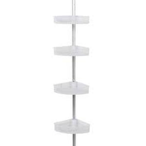 lot 70 image: Zenna Home Tension Pole Rust Resistant Corner Shower Caddy in Satin Chrome