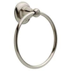 lot 102 image: Delta Porter Wall Mount Round Closed Towel Ring Bath Hardware Accessory in Brushed Nickel