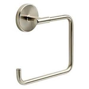 lot 103 image: Delta Lyndall Wall Mount Square Open Towel Ring Bath Hardware Accessory in Brushed Nickel
