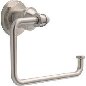 lot 106 image: Delta Lochurst Wall Mount Open Square Toilet Paper Holder Bath Hardware Accessory in Brushed Nickel