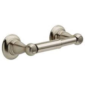 lot 114 image: Delta Porter Wall Mount Spring-Loaded Toilet Paper Holder Bath Hardware Accessory in Brushed Nickel