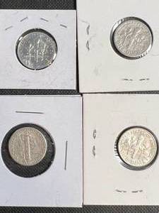 4 US SILVER DIMES 1 PROOF