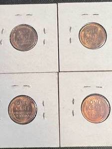 4 US WHEAT CENTS 1942 1950 1950-D 1951-D