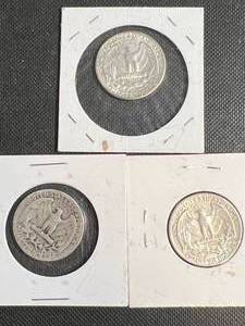 3 SILVER US WASHINGTON QUARTERS