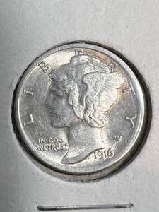 1916 US MERCURY DIME UNC