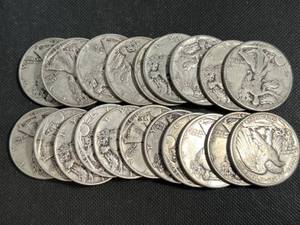 ROLL OF 20 MIXED DATES US WALKING LIBERTY HALF DOLLARS