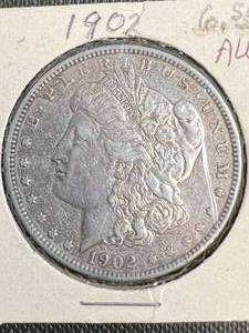 1902 US MORGAN SILVER DOLLAR AU