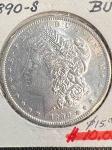 1890-S US MORGAN SILVER DOLLAR BU