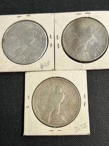 3 US PEACE SILVER DOLLARS ALL 1922