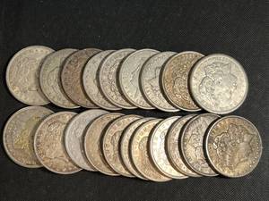 ROLL OF 20 US MORGAN SILVER DOLLARS ALL 1921 F-XF