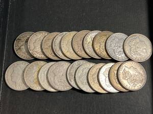 ROLL OF 20 US MORGAN SILVER DOLLARS ALL 1921 F-XF
