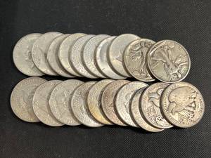ROLL OF 20 US MIXED DATE HALF DOLLARS PRE64