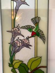 Glass Window with Hummingbirds