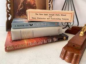 Christian Books, Decor, Last Rites Crucifix with Candles and Holy Water Container