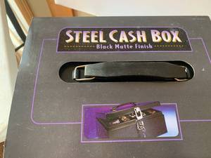 Steel Cash Box, Calculator, plus Office Supplies