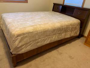 Mid-Century Sliding Door Hidden Storage Headboard, side and foot rails