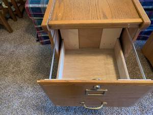 2 drawer Wood File Cabinet with brass hardware